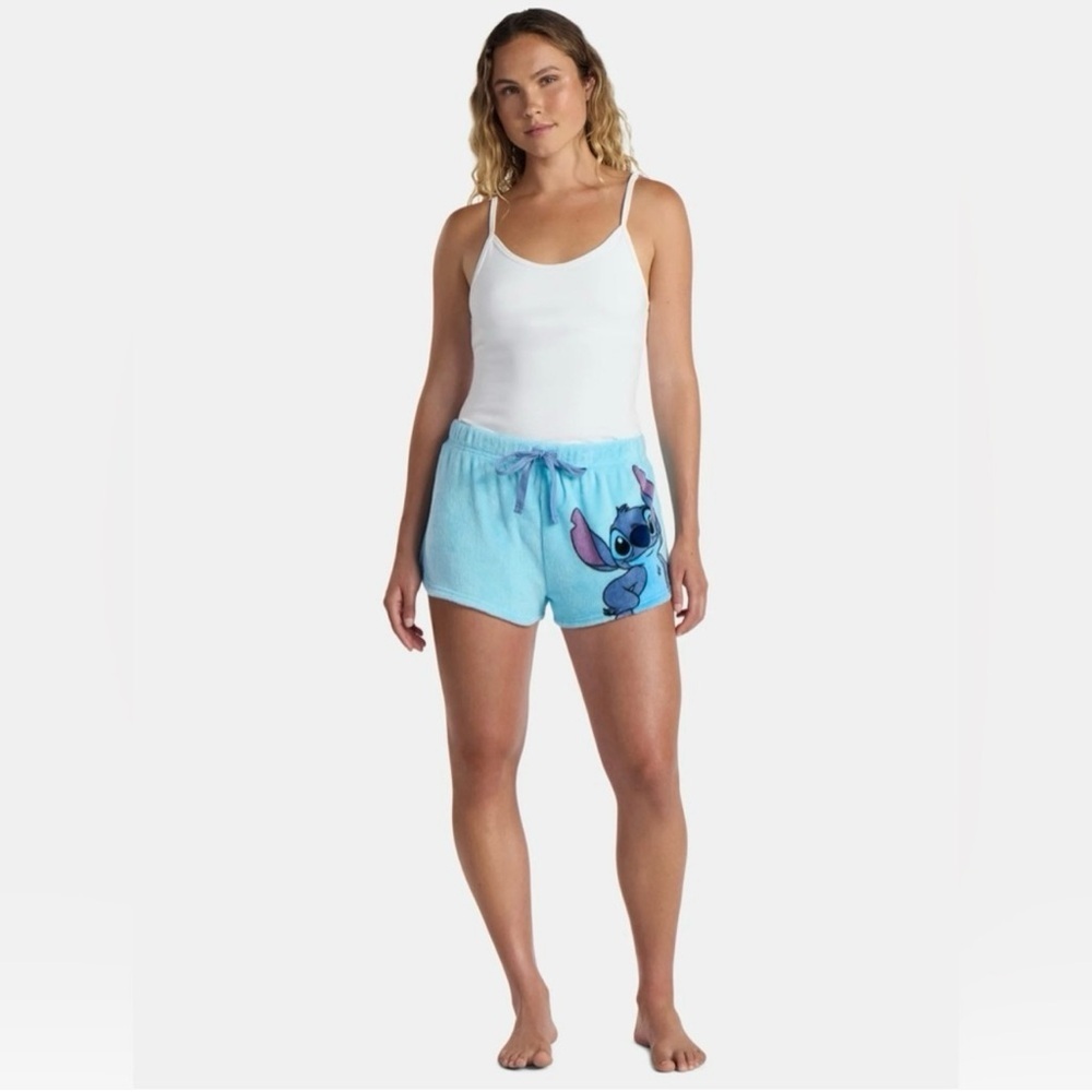 Disney Women’s Stitch Blue And Light Blue Shorts Pajama 2 Piece Set - Picture 2 of 7